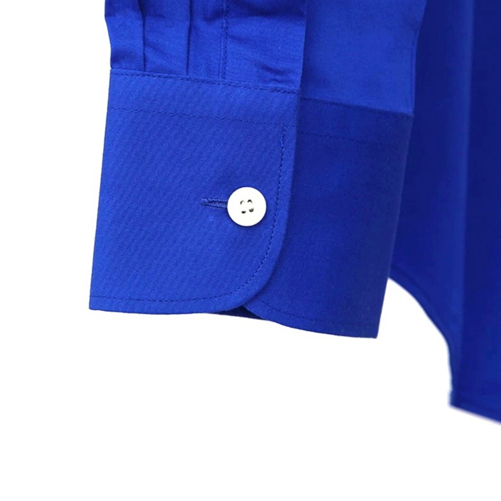 Klein Blue Premium Cotton Button-Up Shirt, Size S - Picture 4 of 4